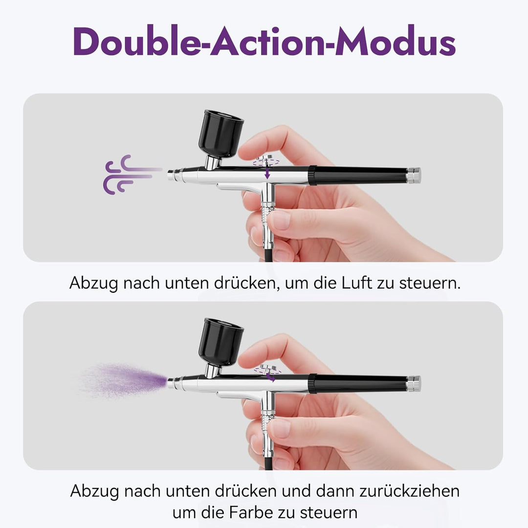 50 PSI Airbrush Set mit tragbarem Kompressor, Dual Action Multi Funktion Airbrush Set mit 0,2/0,4/0,