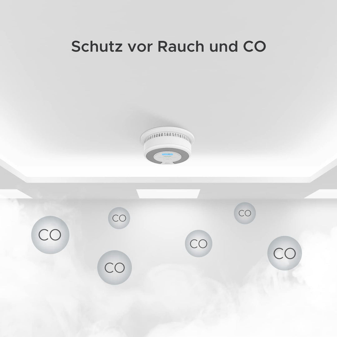 X-Sense Rauch-CO Melder 10 Jahrer Rauch-und Kohlenmonoxid-Melder, mit LCD Anzeige und Prüftaste, 360
