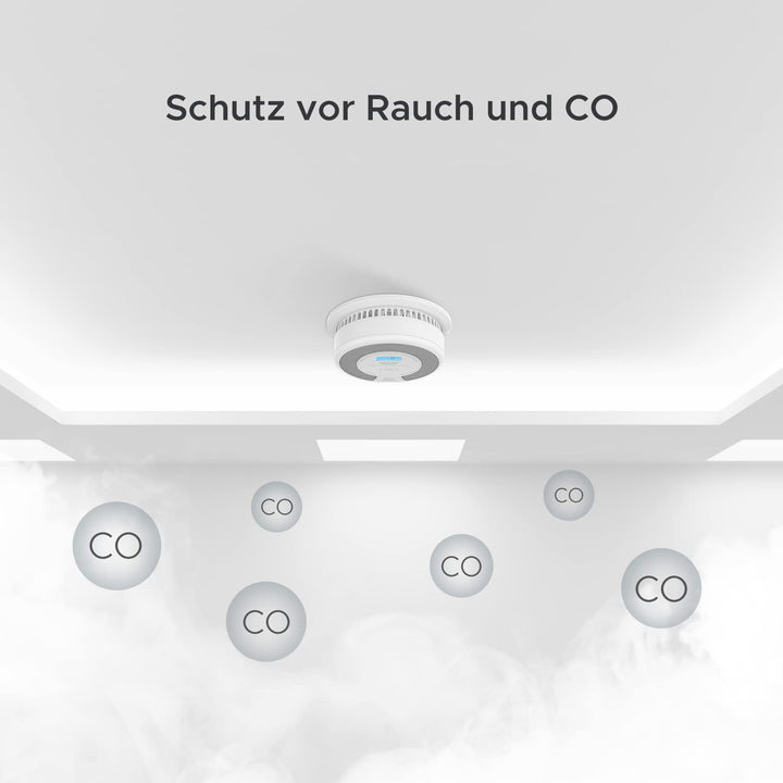 X-Sense Rauch-CO Melder 10 Jahrer Rauch-und Kohlenmonoxid-Melder, mit LCD Anzeige und Prüftaste, 360