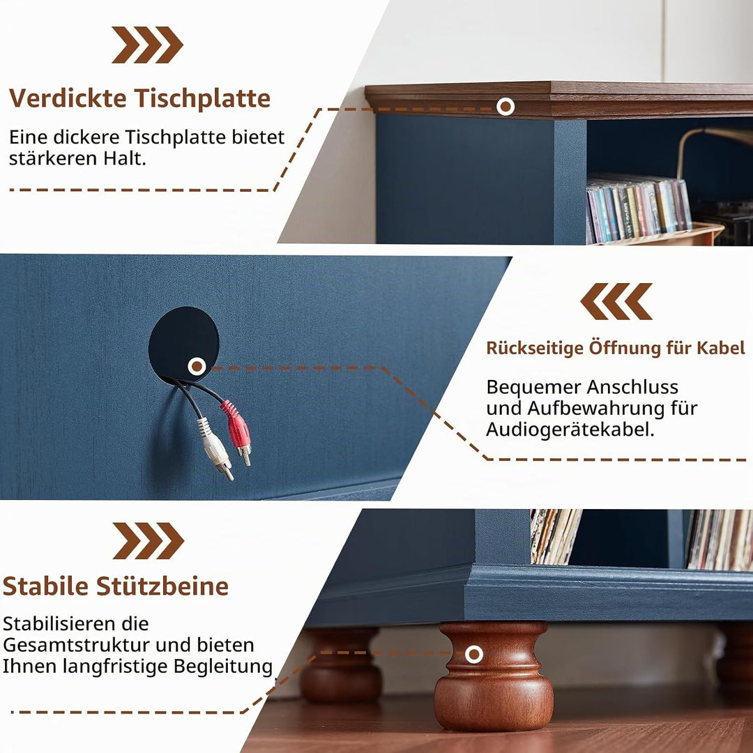 LELELINKY Plattenspieler Ständer, Plattenspieler Regal Bietet Platz für bis zu 200 Alben, Grosses Ho