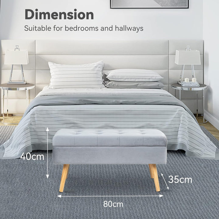 Hawthyhome Sitzbank mit Stauraum 80 × 35 × 43 cm, Sitztruhe mit Aufbewahrungsbox Truhenbank Samt Pol