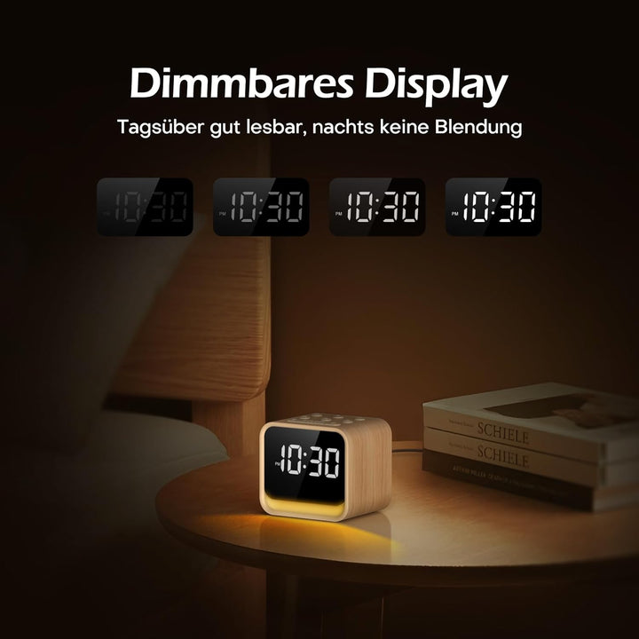 REACHER Radiowecker für das Schlafzimmer, Digitale FM Radiouhr mit Weissrausch-Soundmaschine, 9 Alar