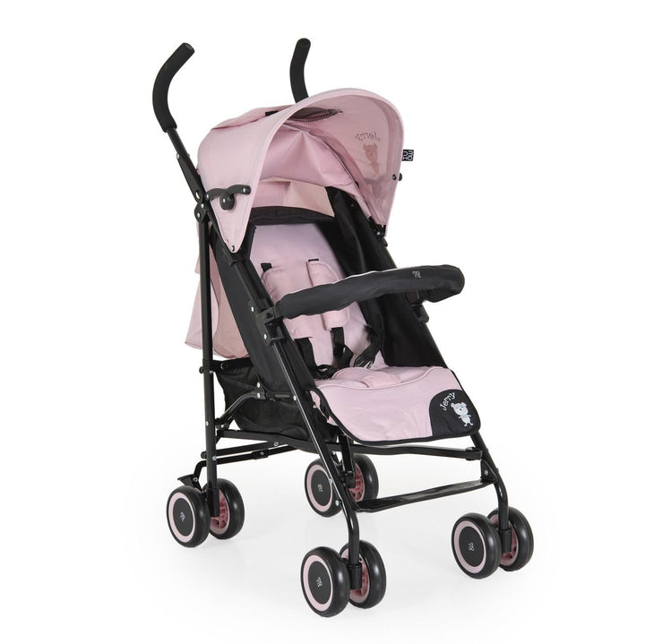 Moni Kinderwagen, Buggy Jerry, Sonnendach, schwenkbare Vorderräder, EVA-Räder rosa schwarz, rosa sch