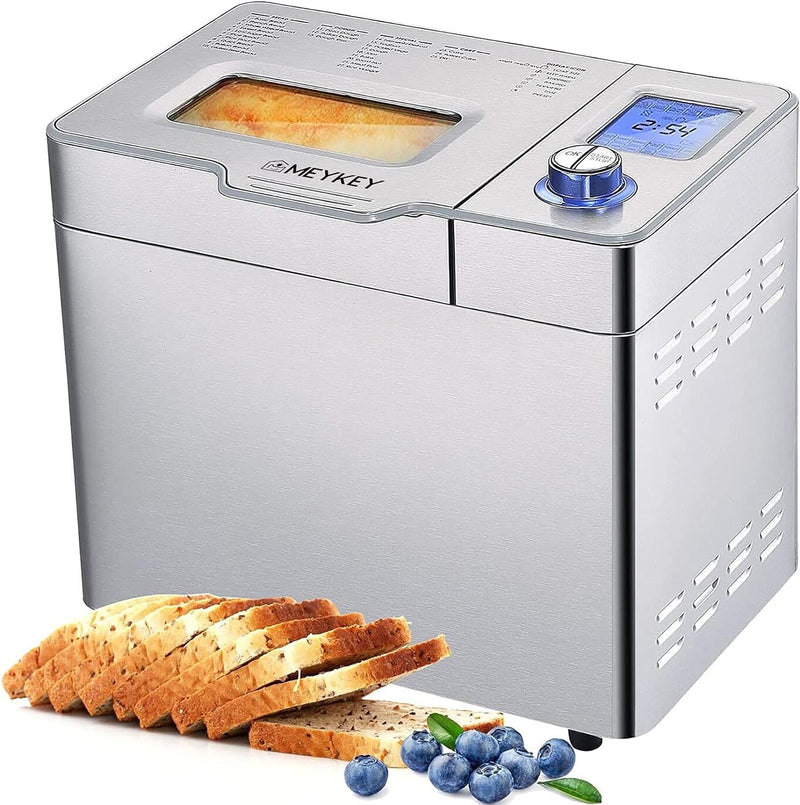 COOCHEER Brotbackautomat Backmeister Edelstahl Brotbackmaschine mit 25 Backprogramme, 3 Backfarben u