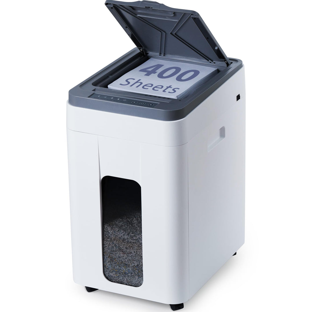 Aktenvernichter Papierschredder Paper Shredder: 400-Blatt Auto-Feed P5 Mikroschnitt Partikelschnitt
