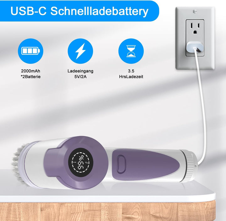 Electric Cleaning Brushes with 5 Interchangeable Brush Heads and 2 Adjustable Speeds, Cordless Handh