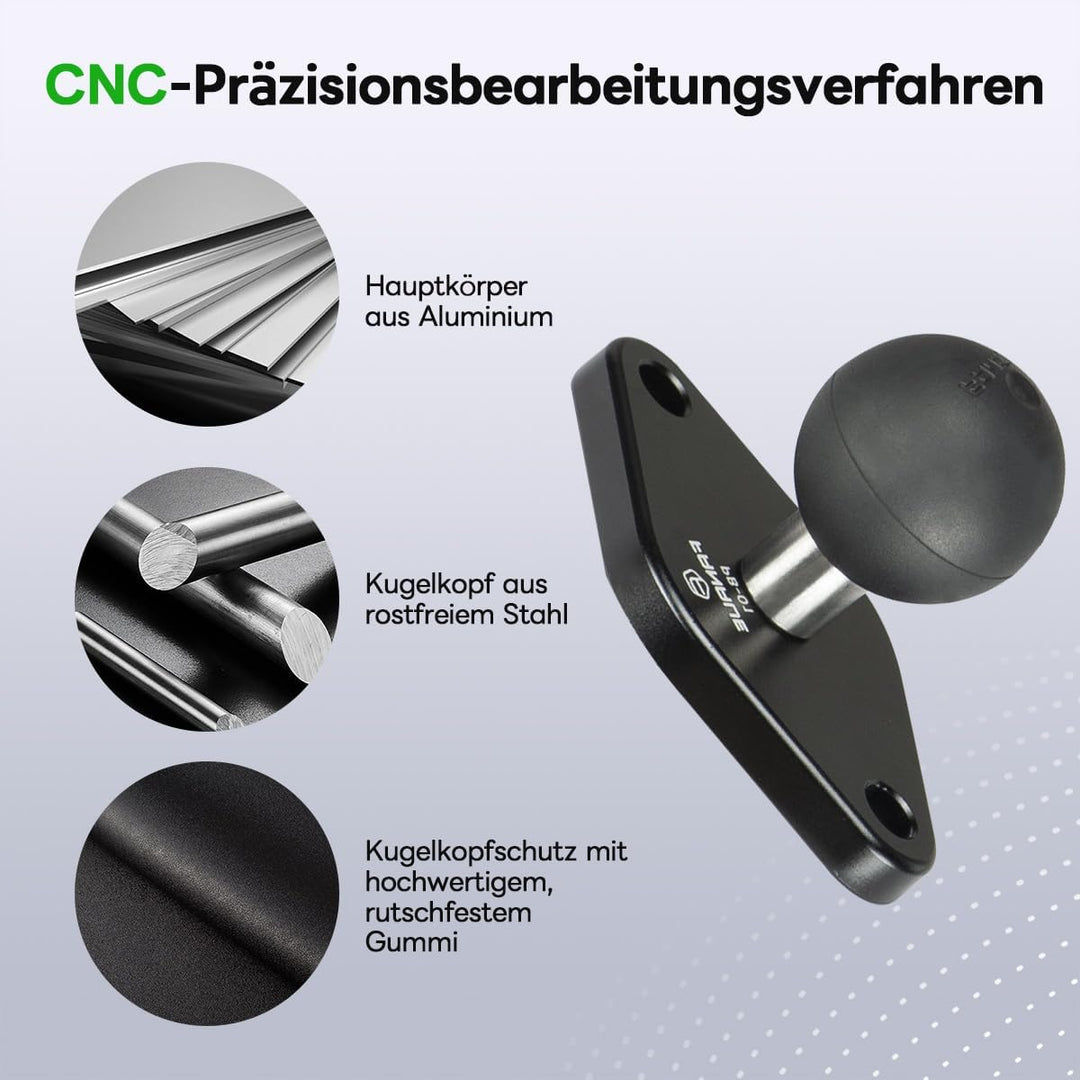 FANAUE Diamant Montagebasis Kompatibel mit RAM Mount B Grösse 1 Zoll Kugel Doppelsockelarm,Abstand d