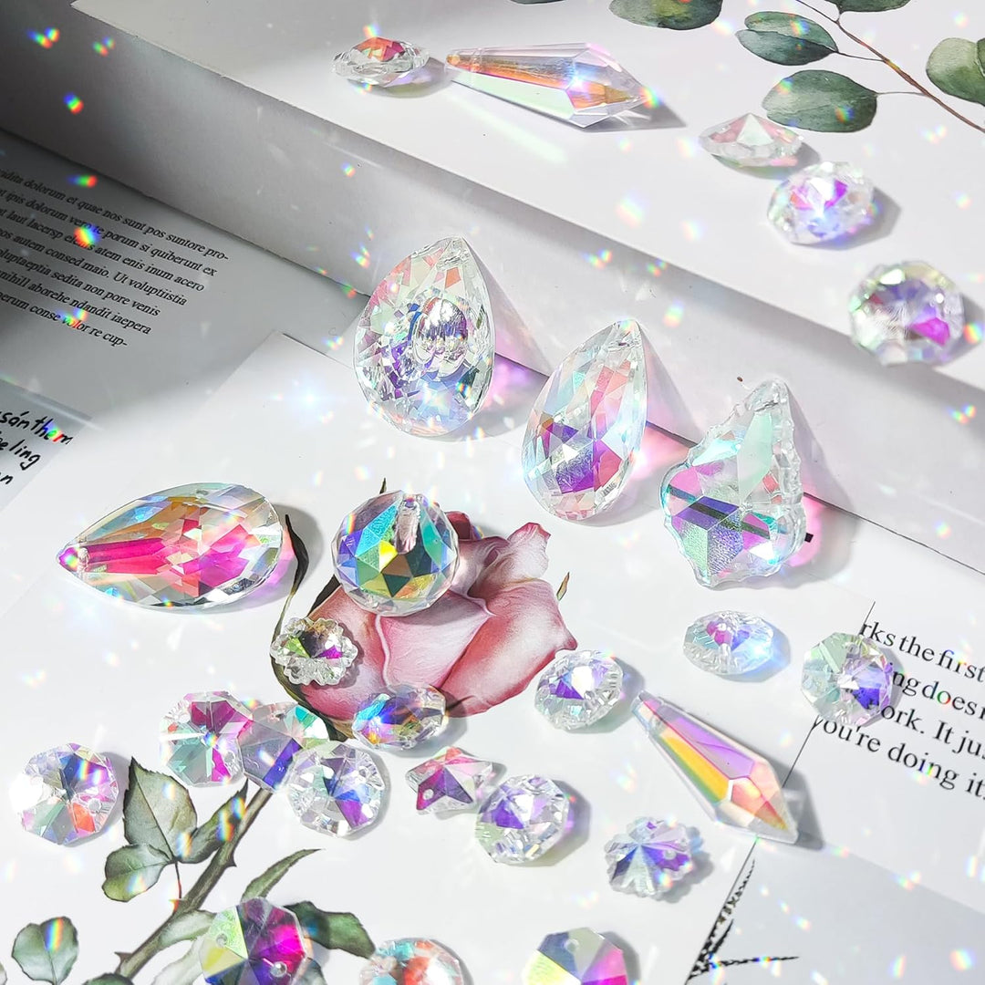 nuyikaso 200 Stück Sonnenfänger Kristall Bastelset Erwachsene DIY Windspiel Basteln Regenbogen Sonne