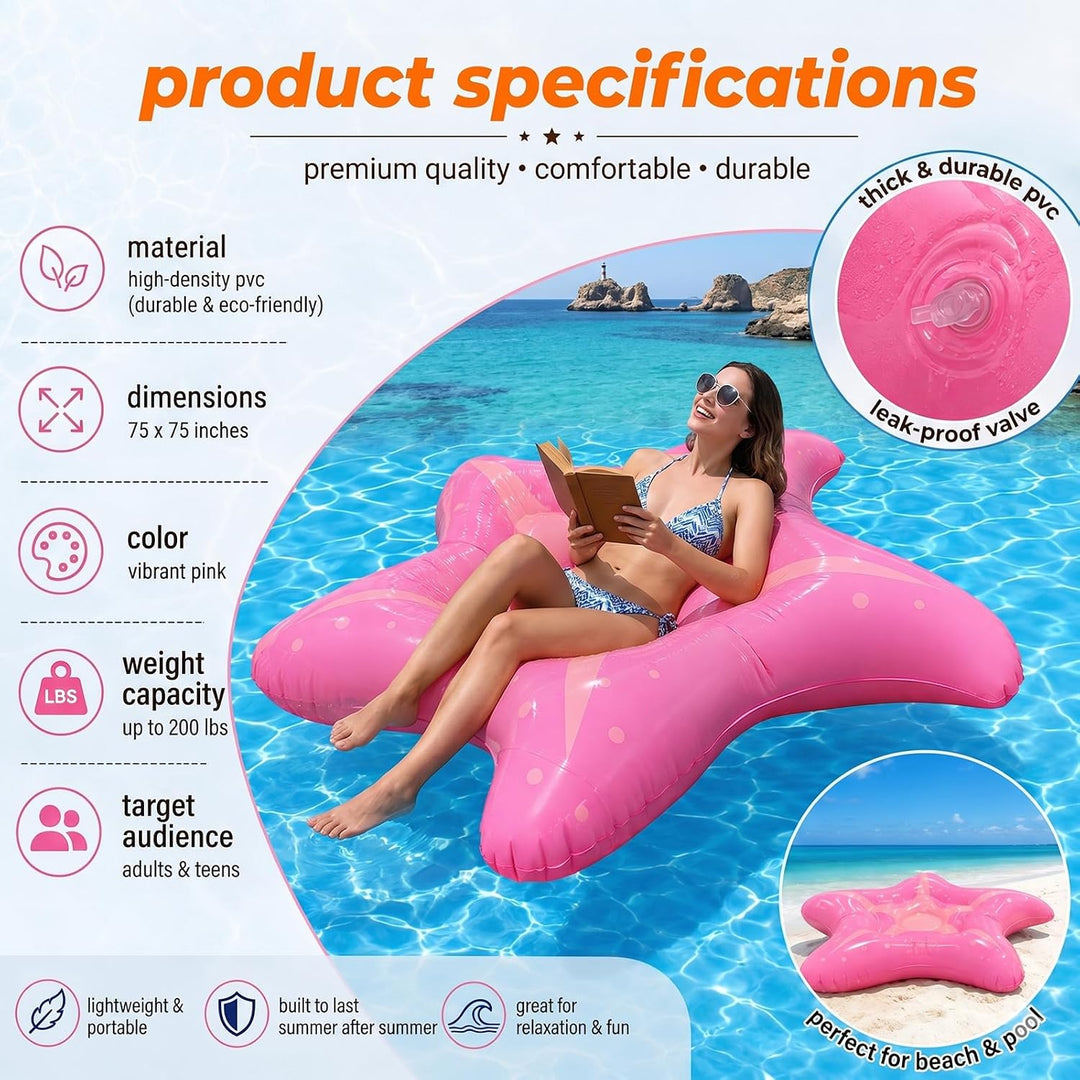 Gohytal Aufblasbare Wasserhängematte, Hängematte Pool als Seestern grosse Luftmatratze für Pool See