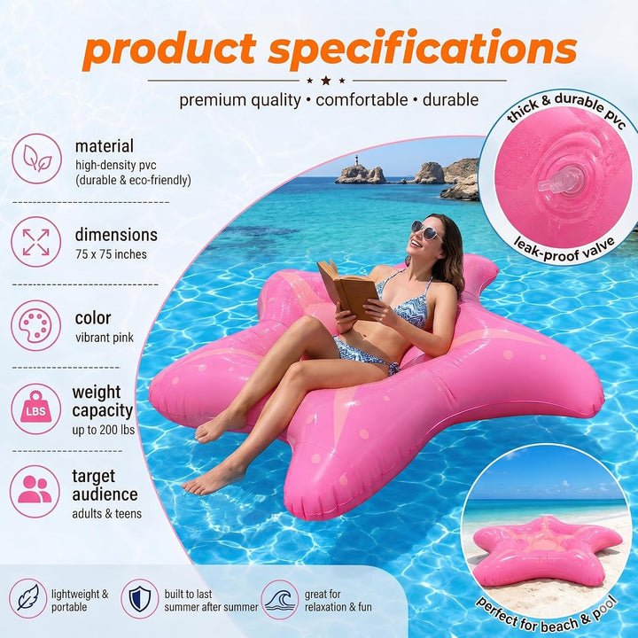 Gohytal Aufblasbare Wasserhängematte, Hängematte Pool als Seestern grosse Luftmatratze für Pool See