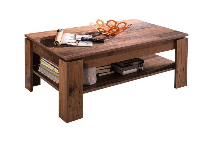 trendteam smart living - Indy - Couchtisch - Alteiche - Sofatisch mit zusätzlicher grosser Ablageflä