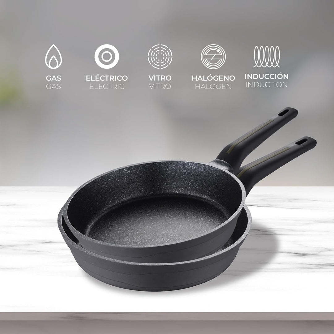 Set von 2 Pfannen Ø20Ø24cm mit Bistro-Schützern San Ignacio 2 Bratpfannen (20 und 24 cm)+2 Schutzvor