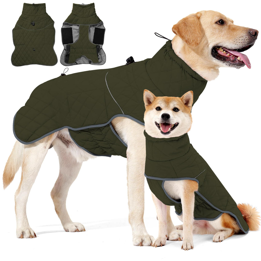 HEYWEAN Hundemantel Winter Wasserdicht Hundejacke mit D-Ring Warm Mantel Hund Fleece Hundepullover R