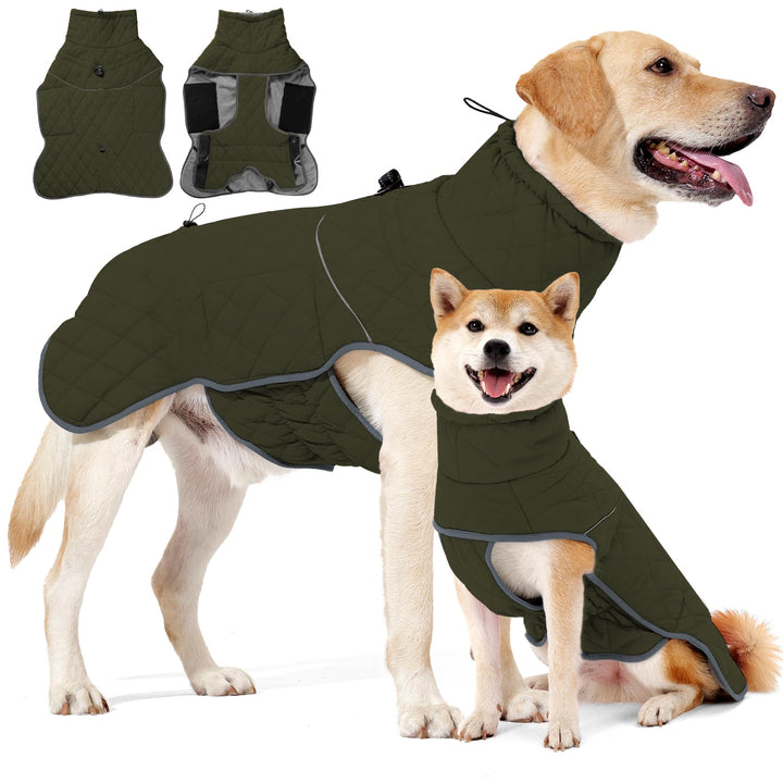 HEYWEAN Hundemantel Winter Wasserdicht Hundejacke mit D-Ring Warm Mantel Hund Fleece Hundepullover R