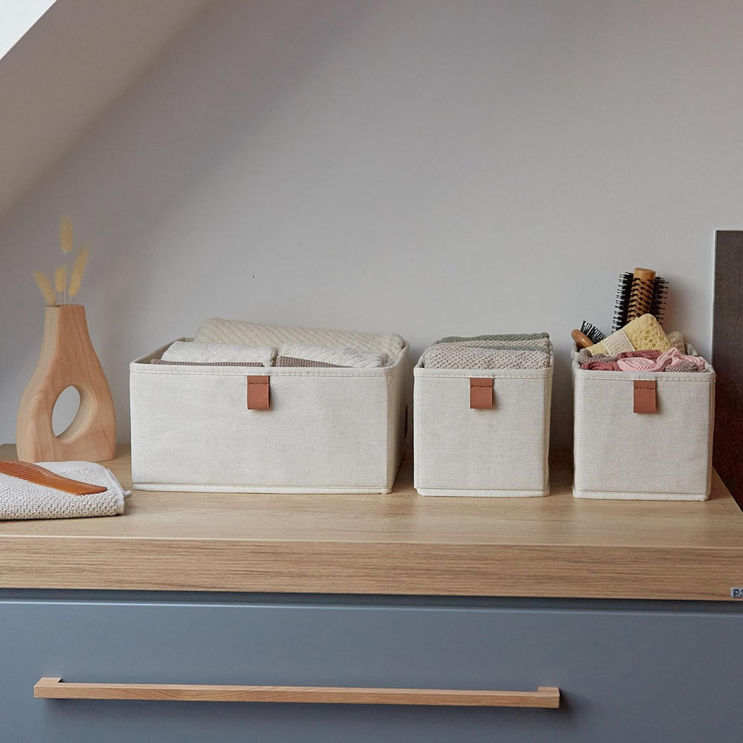 LOVE IT STORE IT - Premium - 3er Set Schrank Organizer aus Leinen - Schubladen Organizer für Kleider