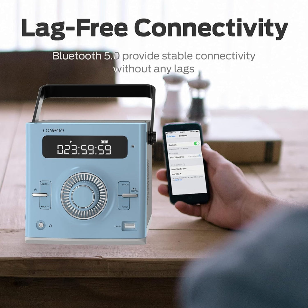 Tragbarer CD-Player Boombox 20W für Draussen, Eingebaute wiederaufladbare BatterieFM-Radio/Bluetooth