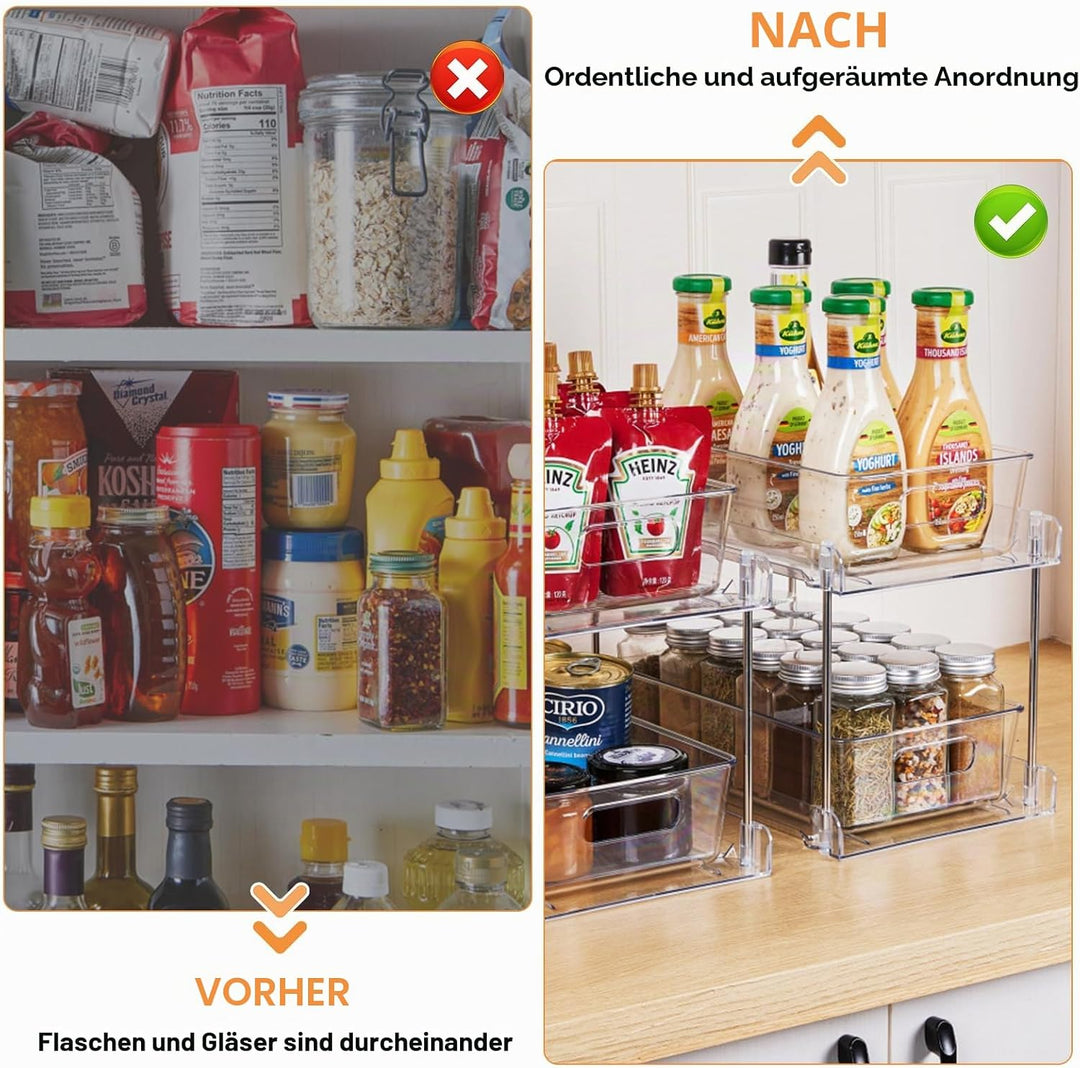 Schrank-Organizer mit Schiebeschubladenregal, transparenter Küchenschrank, Kosmetikunterschrank Orga