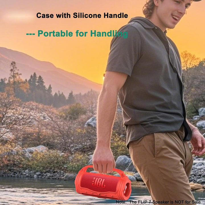 Silikon Schutzhülle für JBL Flip 7 Lautsprecher – Stossfeste Tragetasche mit Abnehmbarem Schultergur