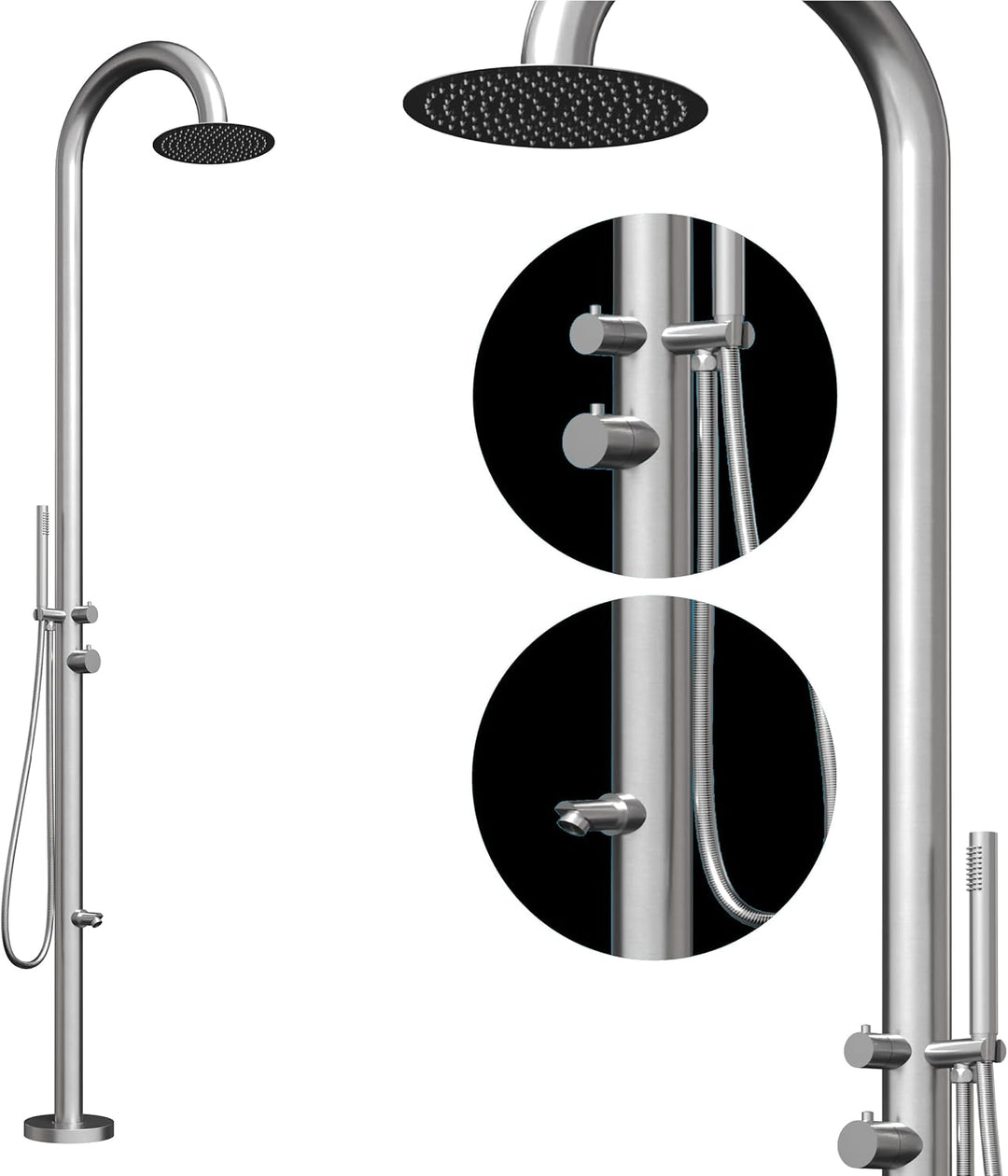 Four & More Designer Gartendusche Aussendusche Pooldusche Regendusche Duschsäule Dusche aus gebürste