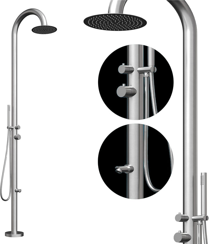 Four & More Designer Gartendusche Aussendusche Pooldusche Regendusche Duschsäule Dusche aus gebürste