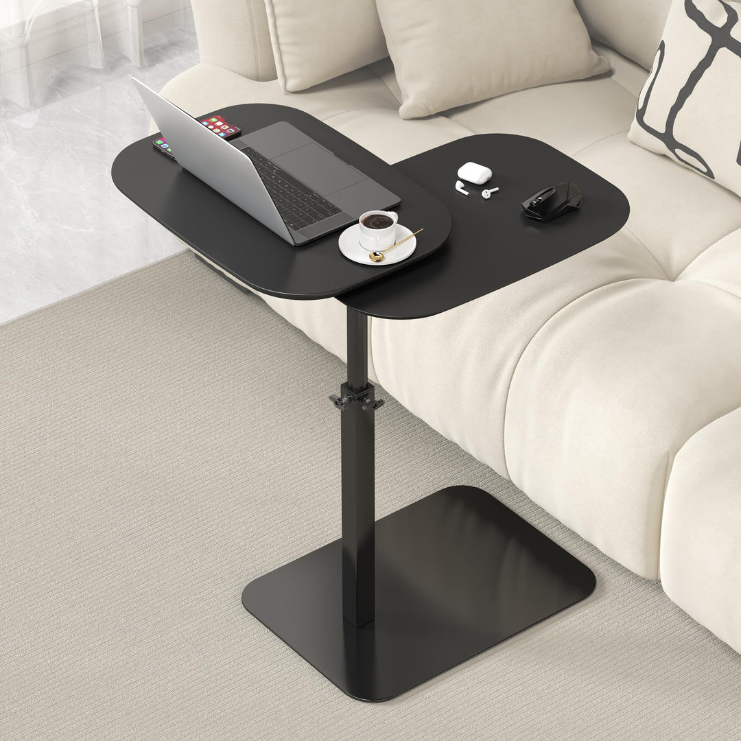 Höhenverstellbar Beistelltisch C Form, 360° Drehbarer C Form Beistelltisch für Couch, Rotierend Klei
