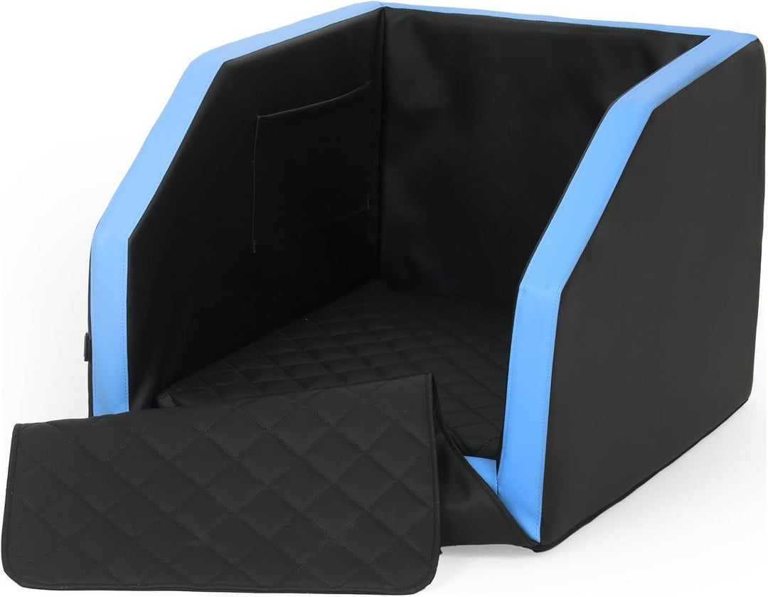 Autohundebett Hunde-Autositz Hundebett f. Rückbank Hundesitz Anschnallgurt 55x70 (Farbe: schwarz, bl