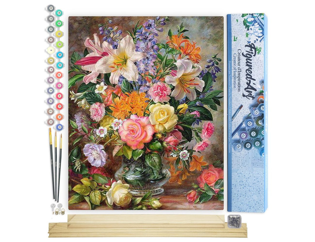Figured'Art Malen Nach Zahlen Erwachsene Mit Rahmen Explodierende Blumen - Paint by Numbers Basteln