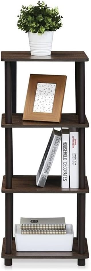 Furinno Raumregalsystem mit 3 Fächern, holz, Nussbaum/Braun, 29.46 x 29.46 x 92.71 cm Walnuss/Braun