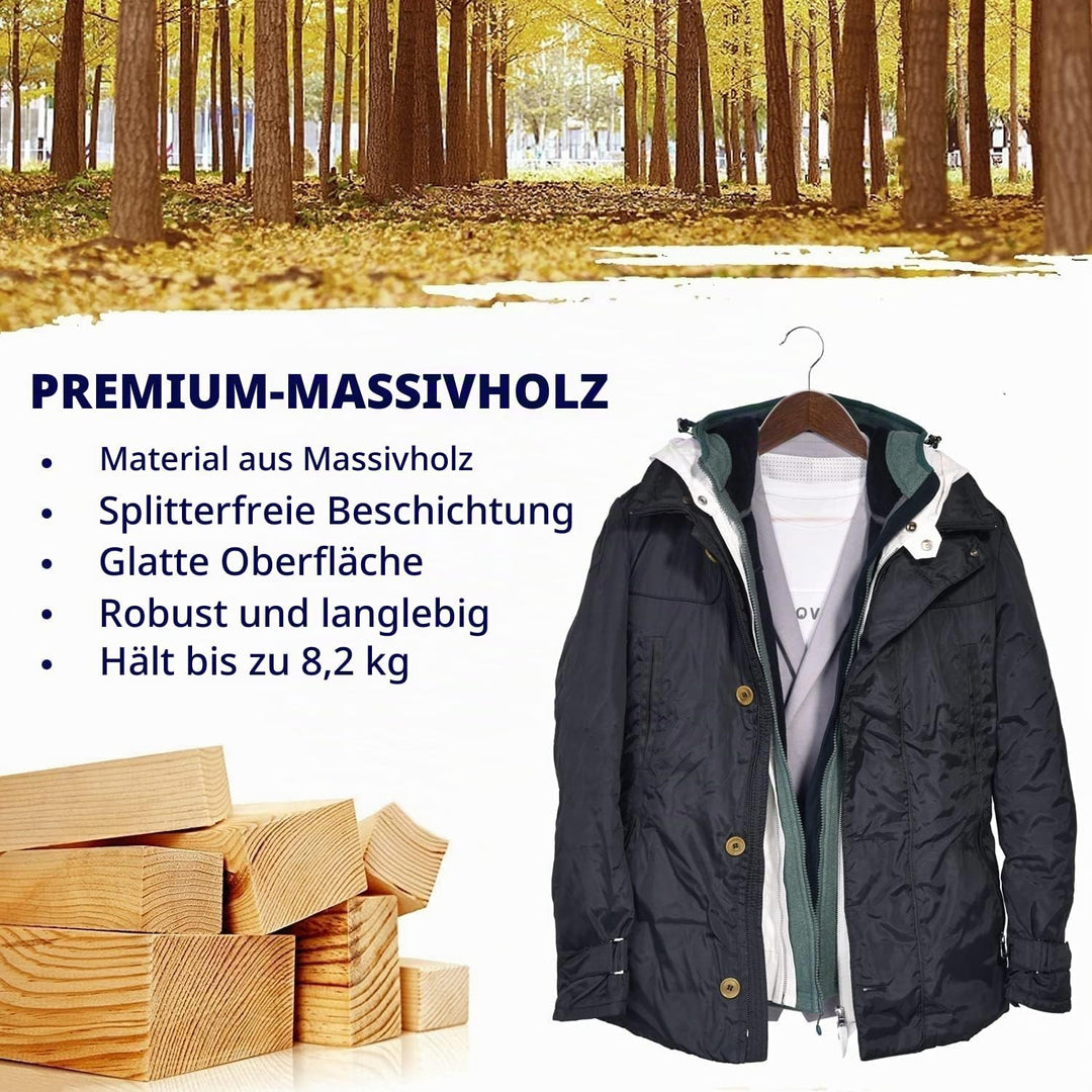 Amber Home 30 Stück 44,5cm Retro Kleiderbügel aus Holz mit Stange und Nut, Antik Braun Aufhänger für