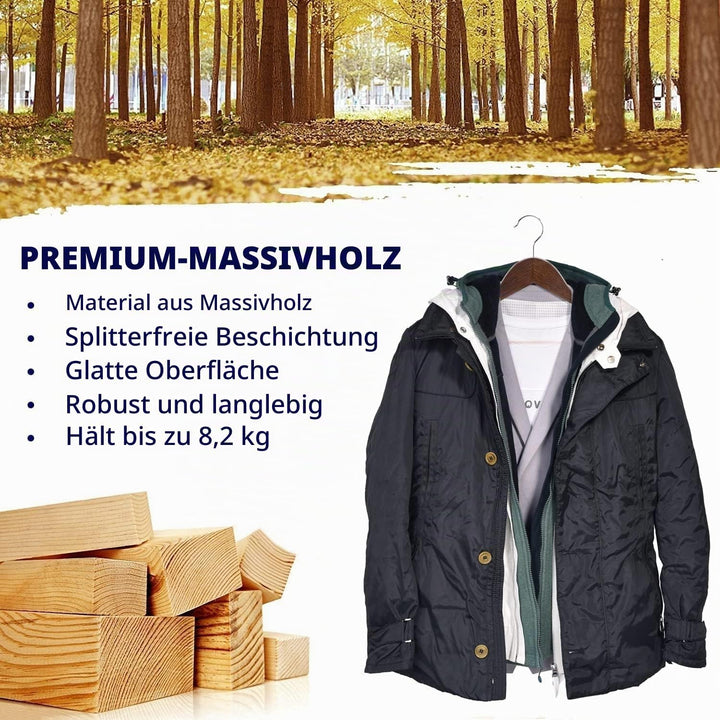 Amber Home 30 Stück 44,5cm Retro Kleiderbügel aus Holz mit Stange und Nut, Antik Braun Aufhänger für