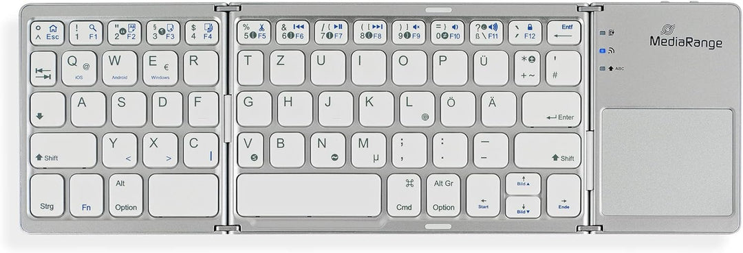 MediaRange kompakte Funk-Tastatur mit 63 Tasten und Touchpad, QWERTZ (DE/AT/CH) Tastaturbelegung, si