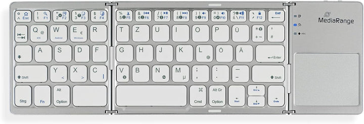 MediaRange kompakte Funk-Tastatur mit 63 Tasten und Touchpad, QWERTZ (DE/AT/CH) Tastaturbelegung, si