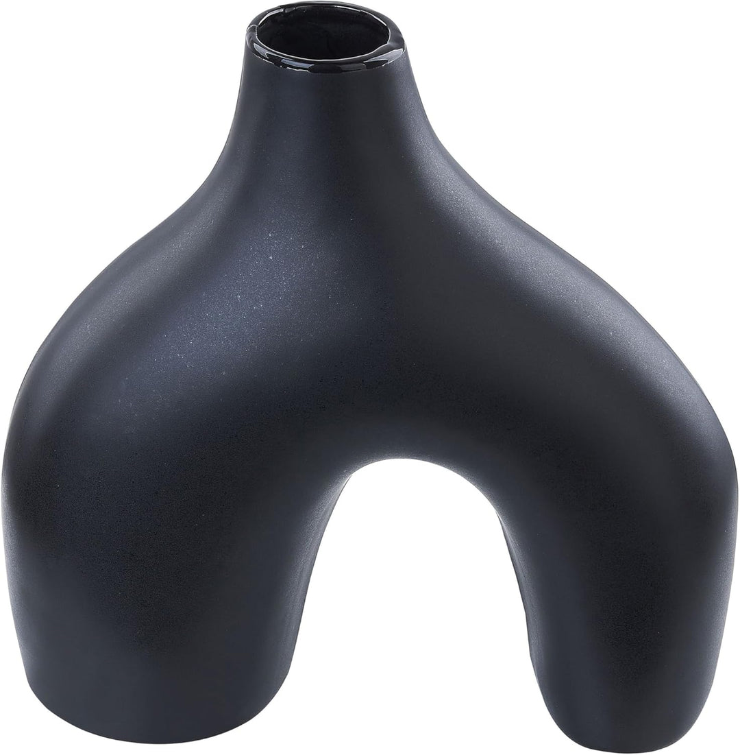 Dekorative Blumenvase Keramik Wohnzubehör 30 cm Schwarz Lamia