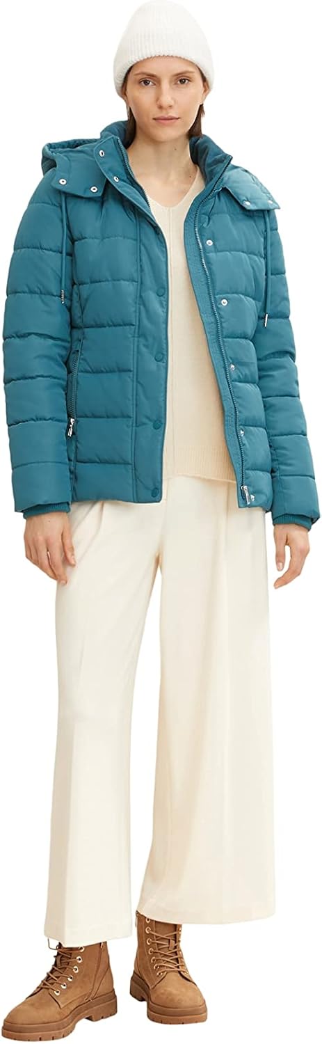 TOM TAILOR Damen 1032480 Winterjacke mit Kapuze (1er Pack) XS 13222 - Pastel Teal, XS 13222 - Pastel