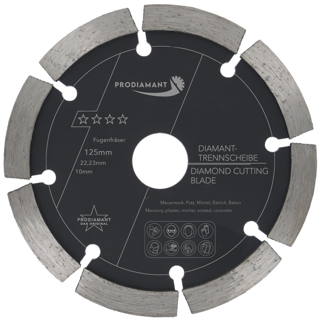 PRODIAMANT Fugenfräser ø 125 mm Breite 10mm für Mörtel Beton Mauerwerk und Putz 10mm Diamantsegment