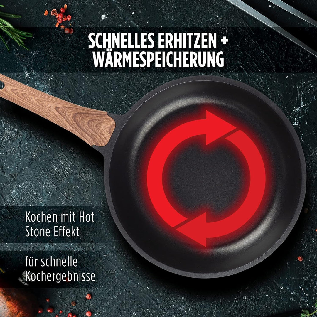 ROSMARINO Profi Bratpfanne 24 cm - Pfanne mit hervorragende Wärmeverteilung und Wärmeleistung, Induk