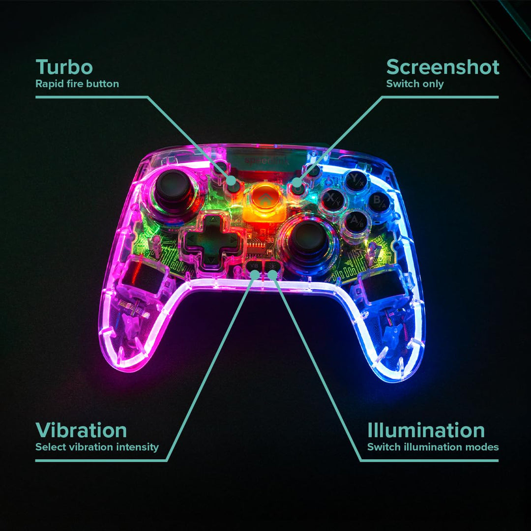 Speedlink RAIT NX RGB Gamepad - Controller PC wireless Bluetooth oder USB, Hall Effekt Sensoren, tra