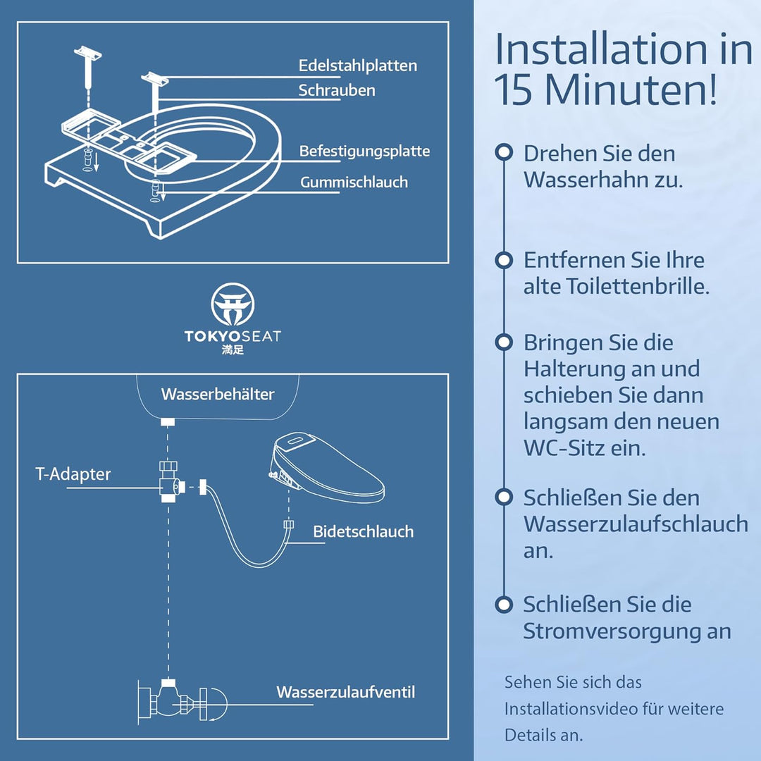 TokyoSeat Japanische Toilette, Dusch WC Aufsatz – Smart Toilet mit Bidet, beheizbarer Toilettenbrill