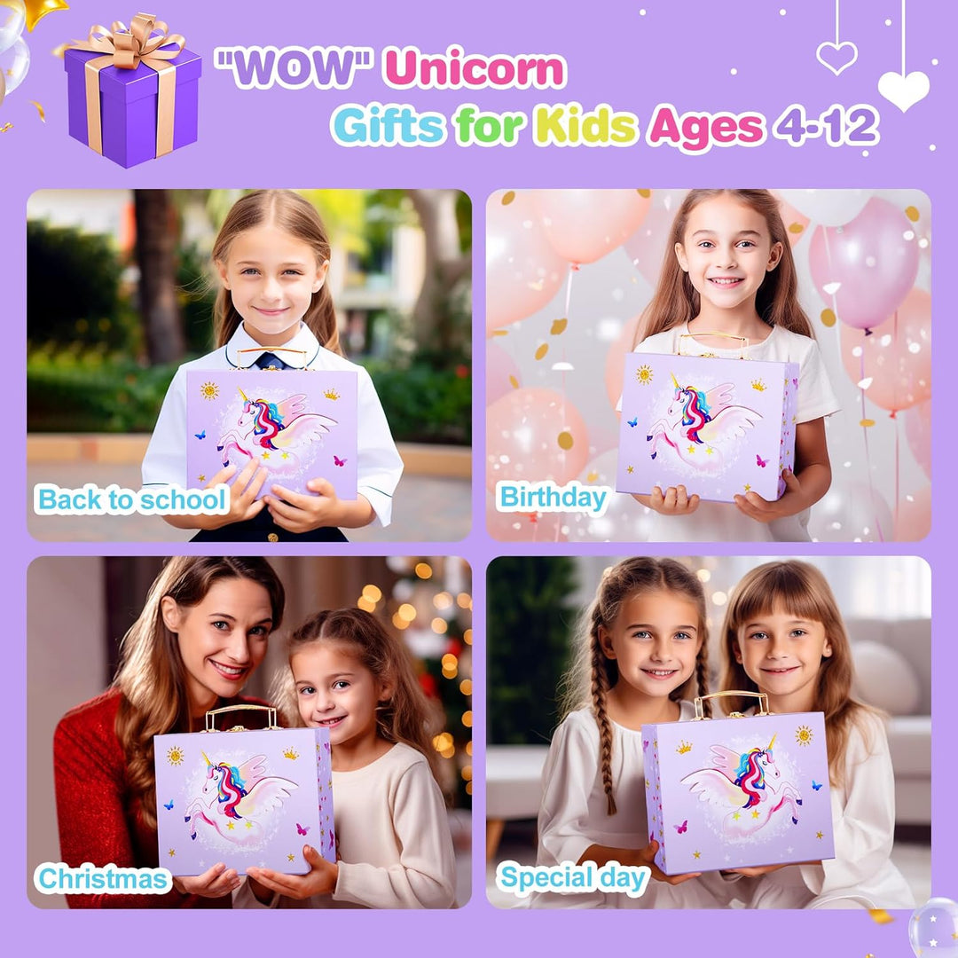 TCJJ Unicorn Painting Set,66 Stück Einhorn-Malset für Kinder,Malset Mädchen 4-12 Jahre mit Einhorn-A