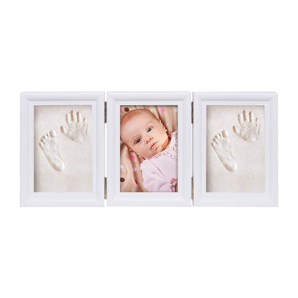 BabyIn Deluxe Casting Keepsake Kit für Baby Handprint oder Footprint mit Qualität Holzrahmen(white)