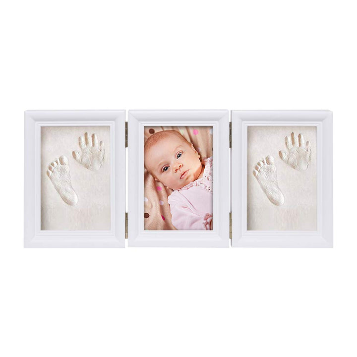 BabyIn Deluxe Casting Keepsake Kit für Baby Handprint oder Footprint mit Qualität Holzrahmen(white)