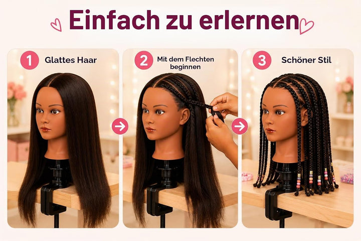 Mannequin Kopf 100% Echthaar Afro Cosmetology Haar Mannequin Kopf afrikanischer Amerikanischer Übung
