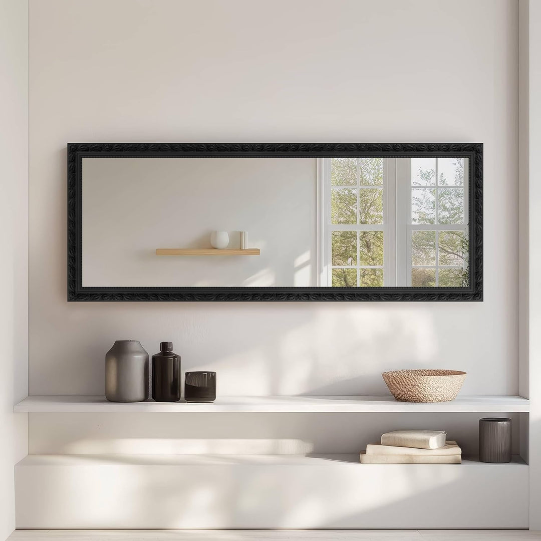 Wandspiegel, 70 x 170 cm, Holz, Schwarz, Ganzkörperspiegel für alle Wohnbereiche, Hoch- & Querformat