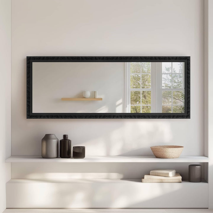 Wandspiegel, 70 x 170 cm, Holz, Schwarz, Ganzkörperspiegel für alle Wohnbereiche, Hoch- & Querformat