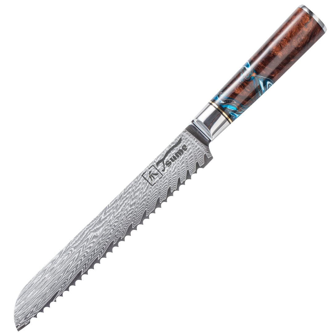 Tsume Brotmesser Sturm, Klingenlänge 19cm, Echtes Damast Küchenmesser, 67 Schichten VG10 Edelstahlke