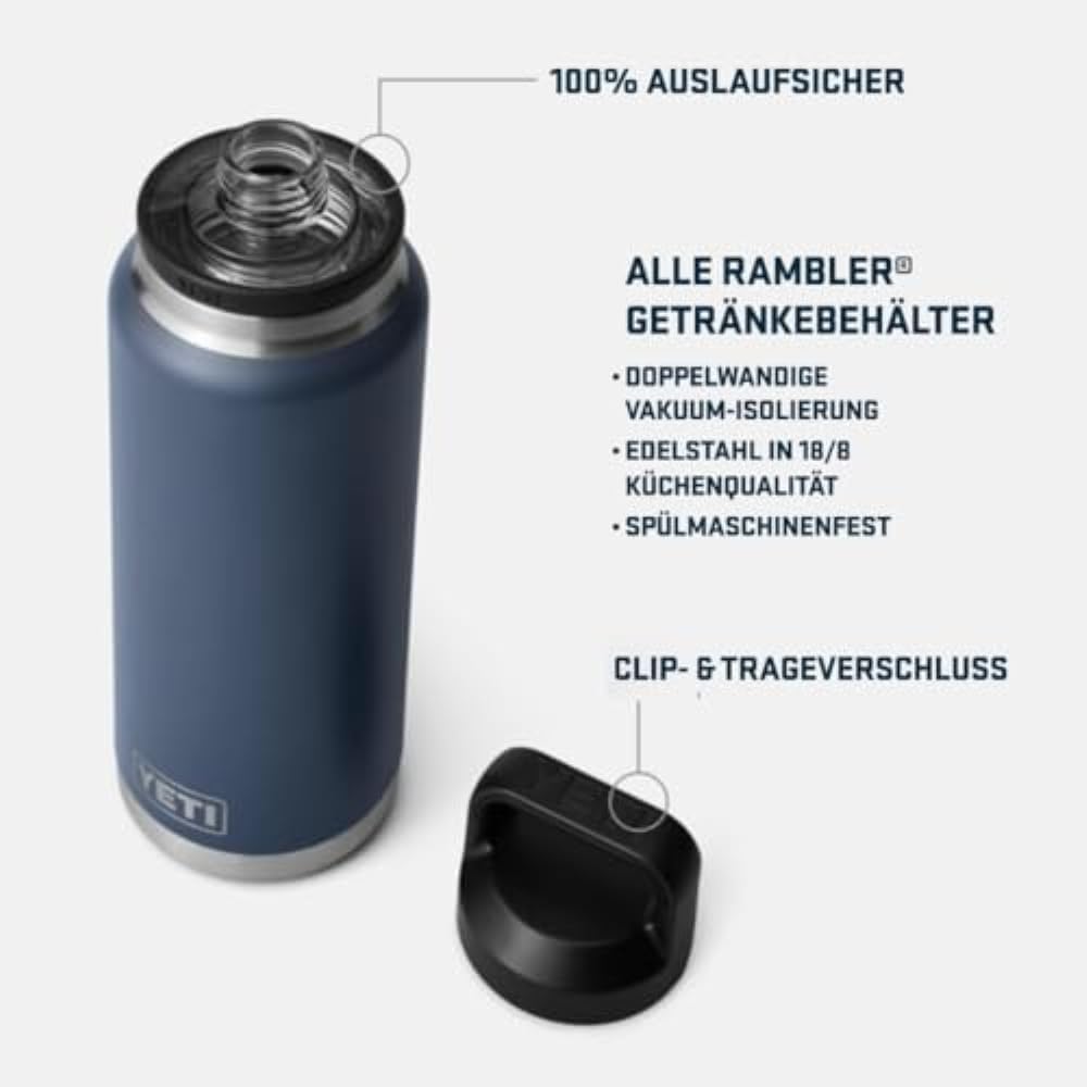 YETI Rambler Flasche Mit Chug-verschluss, Rescue Red, 36oz (1065ml), Rescue Red