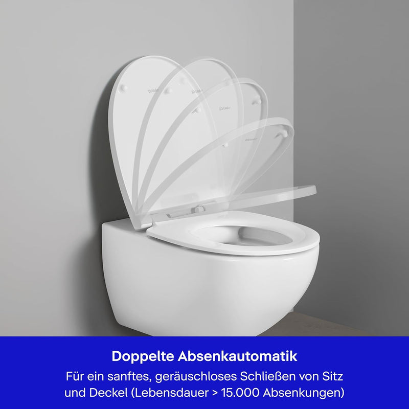 Duravit WC-Sitz Univavo, ovaler WC-Sitz, Klobrille mit doppelter Absenkautomatik, Toilettendeckel Qu