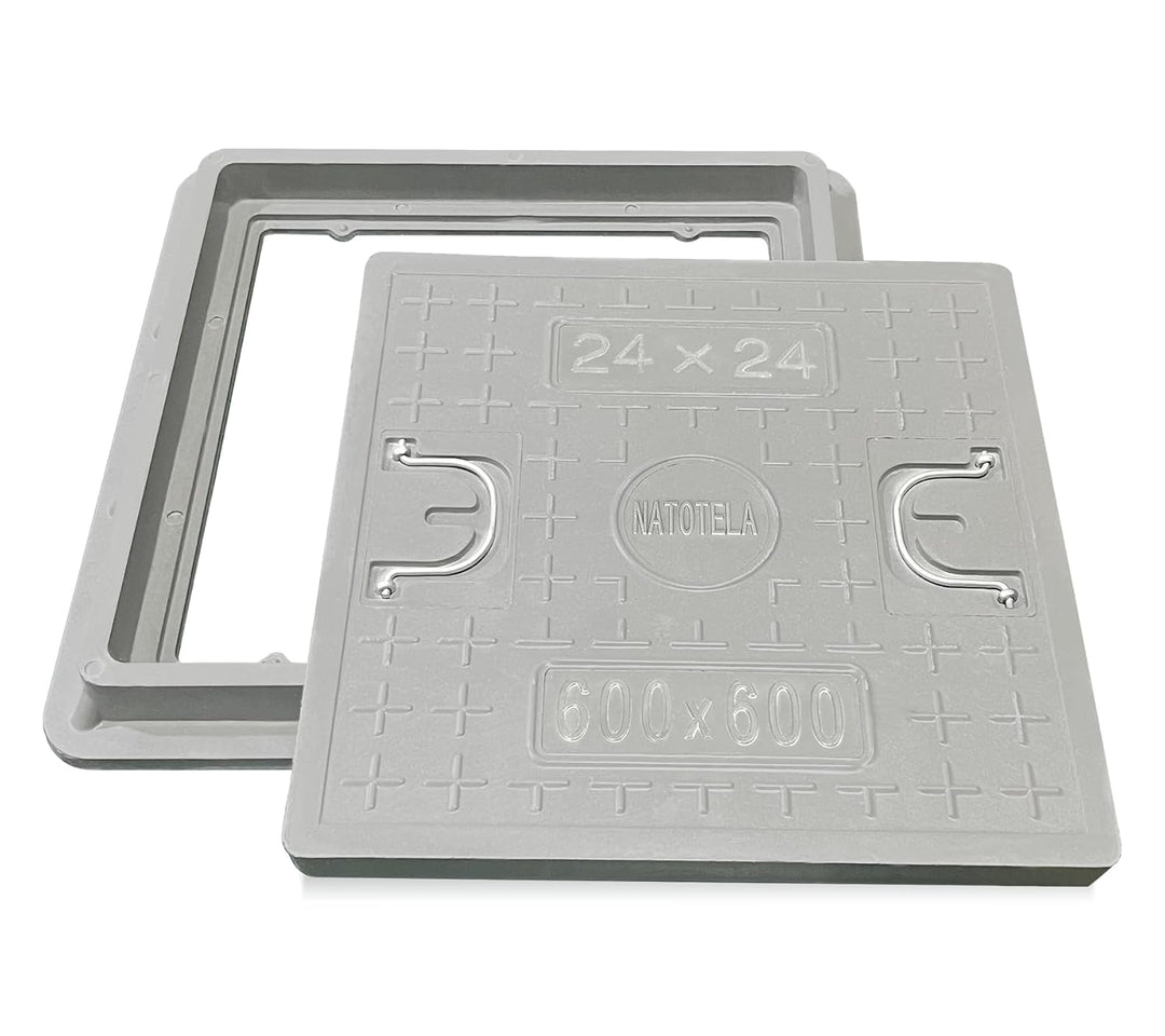 GFK-Schachtabdeckung mit Rahmen 600x600 mm/Deckel: 500x500 mm/Lichte Weite: 440x440 mm Revisionsscha