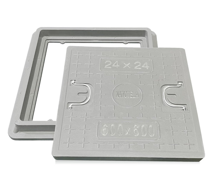GFK-Schachtabdeckung mit Rahmen 600x600 mm/Deckel: 500x500 mm/Lichte Weite: 440x440 mm Revisionsscha