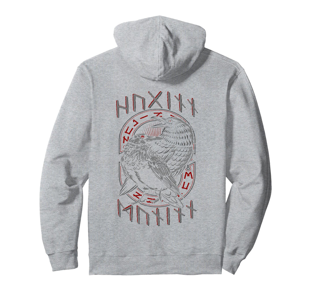 Odins Raben Huginn & Muninn Wikinger Kleidung Rückendruck Pullover Hoodie
